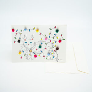 Kunstkarte – Büsi (mit bunten Pompons)